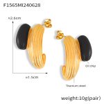 color: F1565-Gold Black Earrings