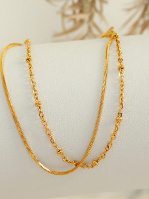 French Clip Beads Cross Chain Bracelet Simple Double-Layer Cold All-Match Sweet Cool Snake Bone Women
