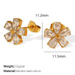 color: EH841WEG White Zircon Gold Stud Earrings