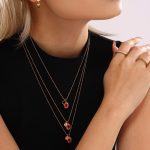 Stainless Steel round Beads Chain Water Drop Exquisite Small Pendant Zircon Clavicle All-Match Necklace PVD Plated 18K Real Gold