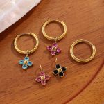 Stainless Steel Earrings New Four-Leaf Flower Ear Clip Simple Temperamental All-Match Advanced Diamond Jewelry