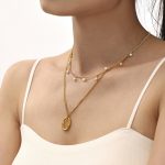 Multi-Layer Tassel Shell Bead Necklace Light Luxury Temperament Stainless Steel 18K Gold Plating Design Necklace Women