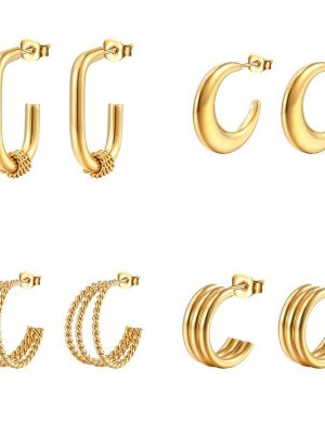 Stainless Steel Earrings Women's Crescent Earrings Simple C- Shaped Batch