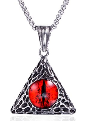 Hip Hop Cool Hell Triangle Magic Eye Stainless Steel Necklace Ornament Men's and Women's Ornament
