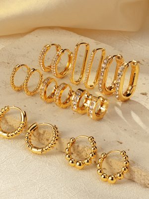 Stainless Steel Ornament Small Beads Earrings Circle Earrings Simple Personality Advanced Light Luxury