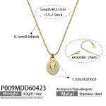 color: P009-Gold Enamel Necklace 40+5cm