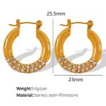 color: EH295 White Rhinestone Gold Earrings
