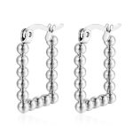 color: Steel Color Rectangle Welded Bead Earrings MS-463