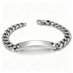 Men's Cuban bracelet, stainless steel, mirror-polished blank curved plate bracelet