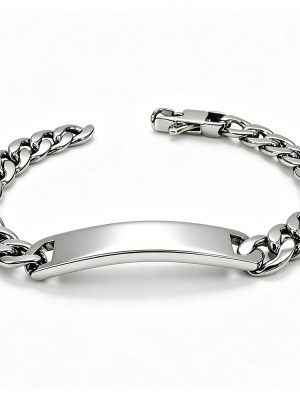 Men's Cuban bracelet, stainless steel, mirror-polished blank curved plate bracelet