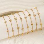 Trade Light Luxury Advanced Stainless Steel Bracelet Female Inlaid Zircon Personality Love Butterfly Gold Plated Ornament
