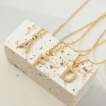 Ornament Same Letter Diamond Pendant Necklace Stainless Steel Gold-Plated Collarbone Necklace Accessories for Women