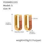 color: F836-5 Red Color Zircon Earrings -Medium