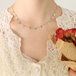 color: P538-Steel Color Leaf Necklace -40+5cm