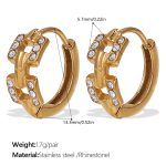 color: EH1113WEG White Rhinestone Gold Hoop Earrings