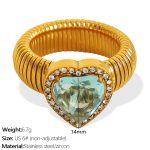 color: JZ50 US Size 6# Light Blue Zircon Gold Ring