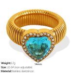 color: JZ50 US Size 6# Sky Blue Zircon Gold Ring