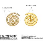 color: F137-Spiral Zircon Gold Earrings