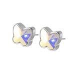 color: Iridescent Stone Steel Color Stud Earrings