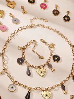 18K Thick Gold Plated DIY Colored Enamel Glaze Single Pendant Personality Ocean Accessories Ornaments