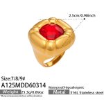 color: A125-Red Color Glass Stone Ring / size: US 7