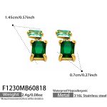 color: F1230-Green Color Glass Stone Gold Earrings