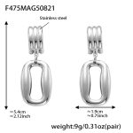 color: F475-Steel Color Rectangular Block Hollow Earrings