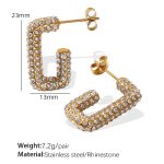 color: EH835WEG White Rhinestone Gold Earrings