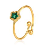 color: Five-pointed Star Zircon Ring Green Rhinestone / size: Open Adjustable