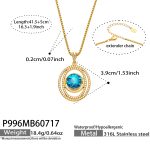 color: P996-Aqua Blue Glass Zircon Pendant Necklace -41.5+5cm
