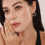 Ring Karst Rings Ear Studs Simple Jewelry Stainless Steel Plated 18K Real Gold Suit
