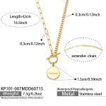color: KP101-007-Round Pendant Gold Necklace -42cm