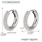 color: F1713-Steel Color White Zircon Earrings
