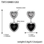 color: TXF510-Black Faceted Stone Steel Color Earrings