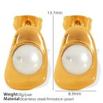 color: EH589 White Bead Gold Earrings