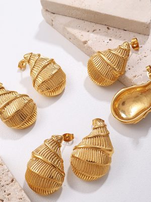 Personalized Stainless Steel 18K Jinhailuo Earrings Irregular Innovative All-Match Earrings for Women