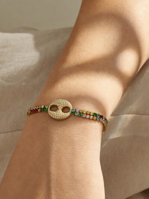 Flower Inlaid Zircon Chain Stainless Steel Gold-Plated Advanced Light Luxury Female Accessories Bracelet Combination
