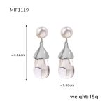 color: F1119-Steel Color Transparent Resin Earrings