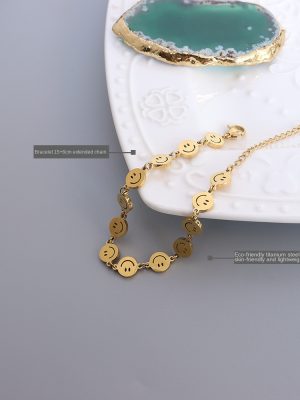 Simple Smile Smiley Bracelet Female Student Stainless Steel Material Small Jewelry Female Cold Bracelet