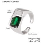 color: A343-Steel Color Green Zircon Ring / size: US 6