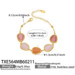 color: TXE564-Gold Mixed Pink Cat's Eye Stone Bracelet