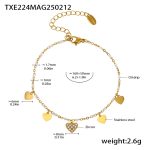 color: TXE224-Gold Heart White Zircon Bracelet