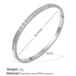 color: SZ206WES White Rhinestone Silver Bangle