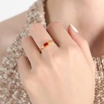 color: A495-Gold Red Zircon Ring / size: US 6