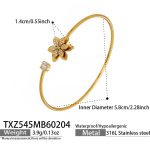 color: TXZ545-Gold Double Layer Flower Bangle