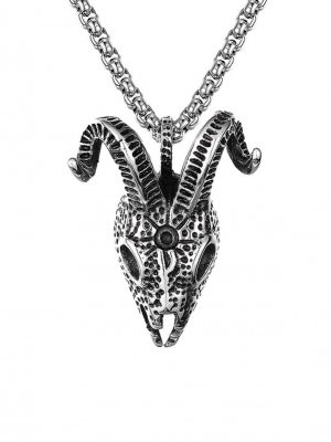 HipHop Hip Hop Cool Skull Sheep Head Stainless Steel Necklace Ornament Men and Women