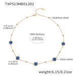 color: TXP513-Blue Color Glass Stone Gold Necklace 42+5cm