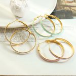Hong Kong Trendy Three-Color Drip Circle Large Earrings Personality All-Match Korean Elegant Ear Clip Ornament