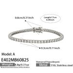 color: E402-White Zircon Steel Color Bracelet -17cm