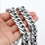 Men's Stainless Steel Thick Straps Double Buckle Cuban Link Chain Six-Sided Grinding Multi-Layer Chain Punk Necklace Bracelet